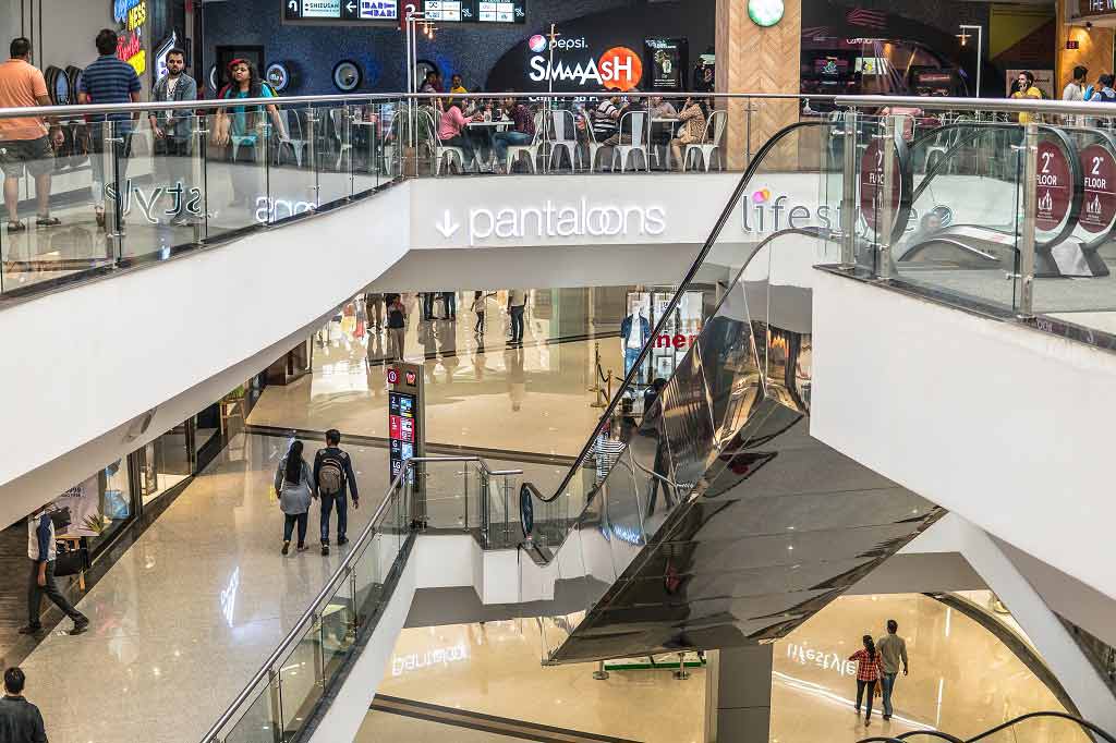 Interior view of a shopping mall
