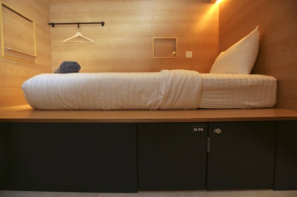 room in capsule hotel in japan